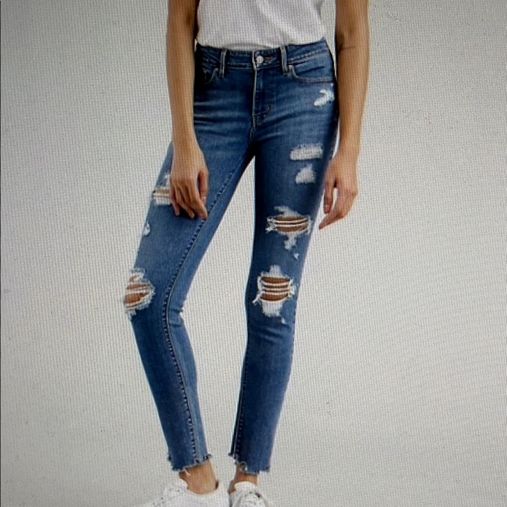 Levi 711 Skinny Distressed Raw Hem Stretch Edgy Carefree Summer Hot Plus Size 16